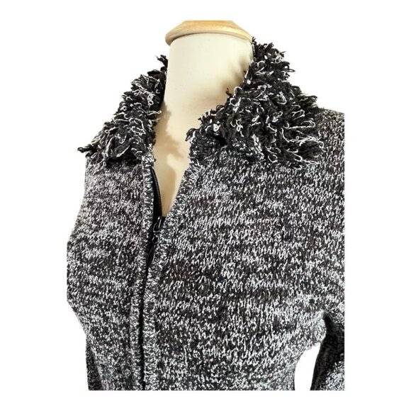 Vintage Gantos Cardigan Sweater L Zip Silk Textured Loop Knit 80's 90's Fringe - Picture 3 of 9